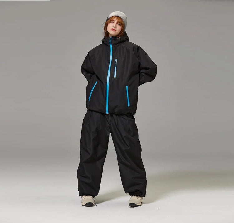 Unisex Windproof And Waterproof Loose-fitting Fashionable Ski Suit Set HASHTAG