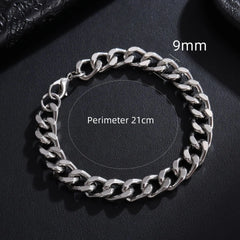 New Trendy Cuban Chain Men Bracelet Classic Stainless Steel 3/5/7/9mm Width Chain Bracelet For Men Women Jewelry Gift HASHTAG