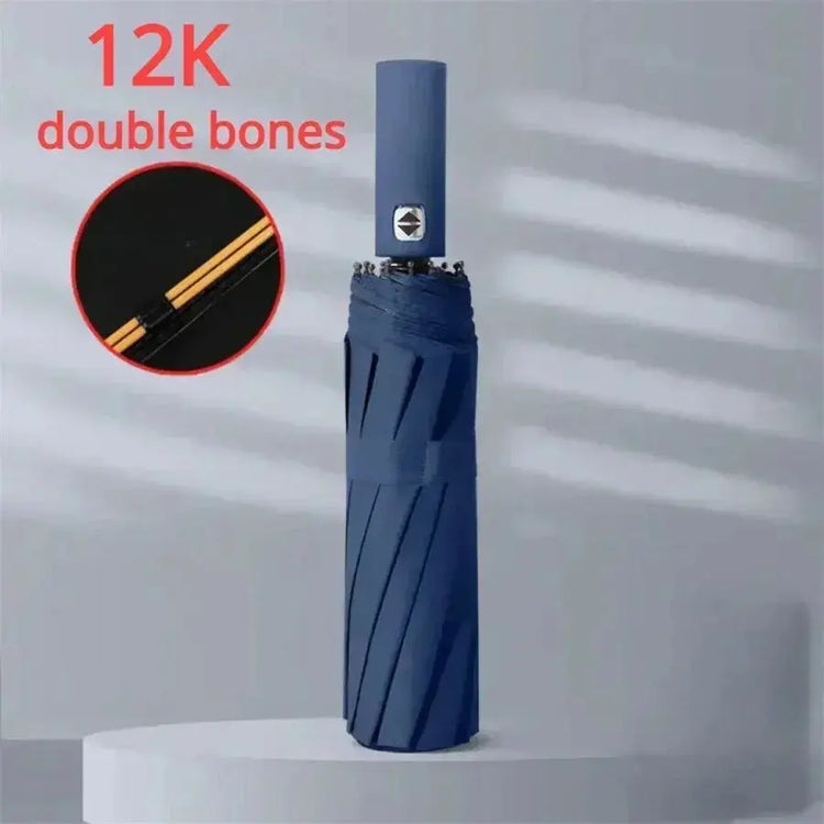 12 Bone Black Glue Fully Automatic Umbrella With Thick And Durable Keel Three Fold Umbrella UV Resistant Folding Umbrella HASHTAG