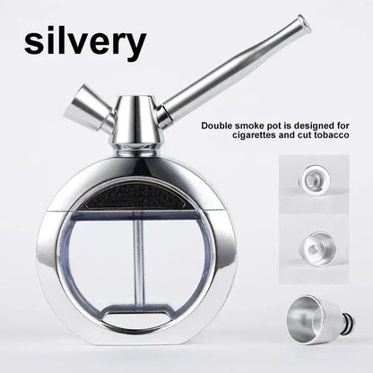 CRUSHER Dry Herb Grass Tobacco Pipes Kit Zinc Alloy Hookah Set Men and Women Use Double Filter Water Smoking Pipe Accessories - HASHTAG