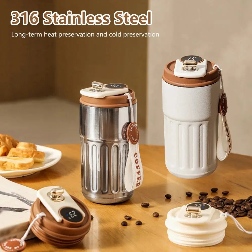 Smart Digital Thermal Bottle Portable Coffee Mug Stainless Steel - HASHTAG