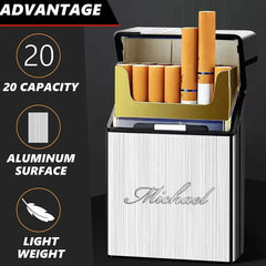Personalized Name Cigarette Box - Metal Case for Waterproof Cigarette Preservation Men's Custom Box Ideal Friend Birthday Gifts HASHTAG BAR TABACCHI