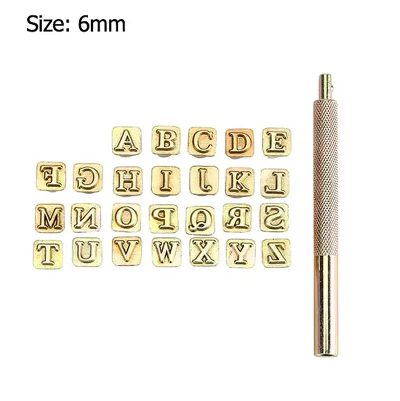 26Pcs Steel Printing Punch Alphabet Letter Stamp Set Metal Leather Stamp Professional Leather Tools Leathercraft Stamps