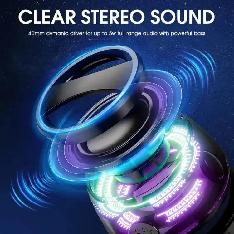 Mini Travel Stereo Speaker Outdoor Magnetic Bluetooth Speaker Wireless Portable with RGB Color Light and Phone Holder for IOS - HASHTAG