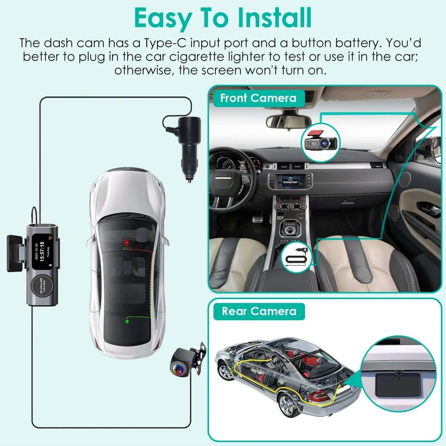 1Pc 4K 1080P Car Dash Cam 2.4GHz WiFi Car Camera Mini Driving Recorder With 140 Degree Wide Angle APP Control Night Vision G-sensor Loop Recording