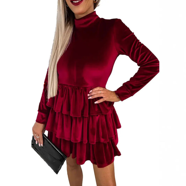 Solid-color High-waist Dress Women&