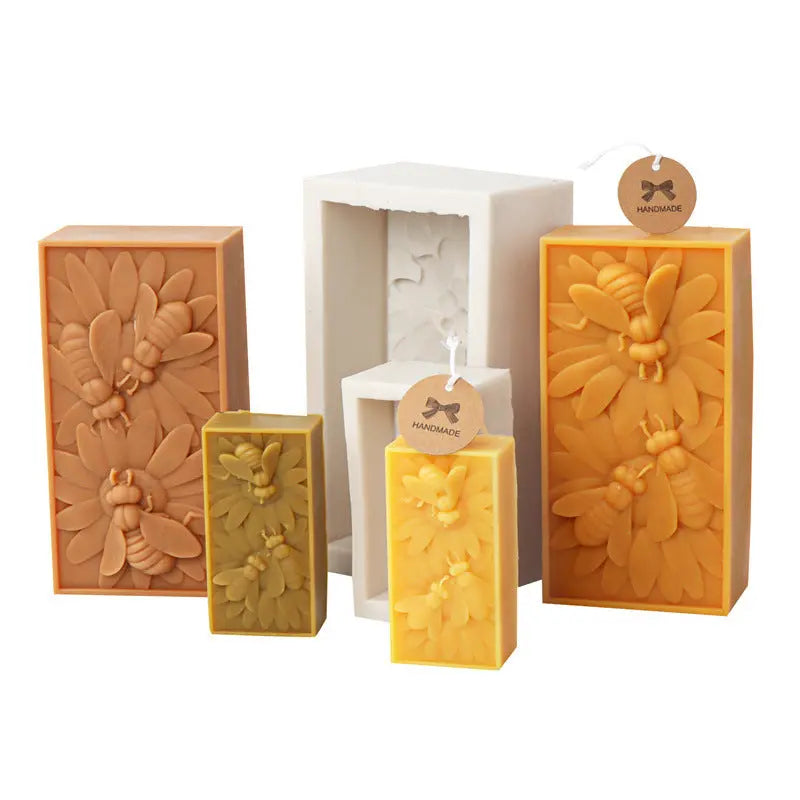 Candle Mold Silicone 3 Bees Beeswax Block - HASHTAG
