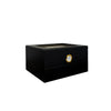 Flip-Top Wooden Cigar Humidor with Hygrometer, Two-Layer Desktop Storage Box, Black Brown Color Options HASHTAG