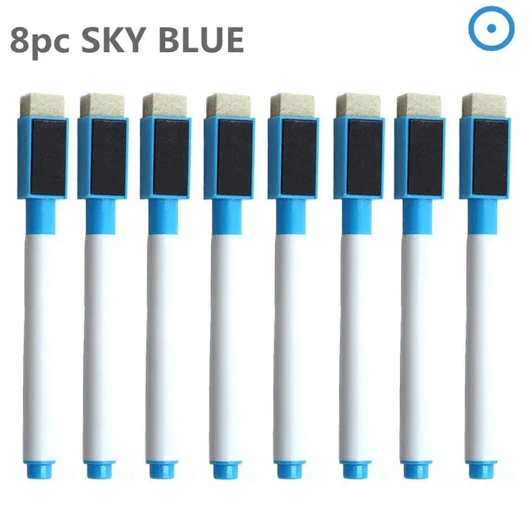8PC Magnetic Colorful Whiteboard Pen Black White Board Markers Built In Eraser School Supply children&