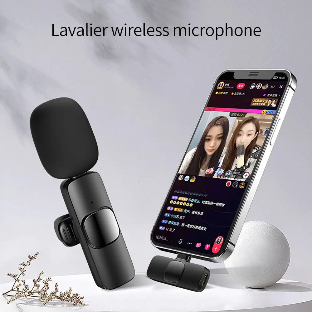 Wireless Lavalier Microphone Portable Audio Video Recording Mini Mic For I Phone Android Long Battery Life Live Broadcast Gaming HASHTAG