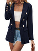 Lapel Double Breasted Blazer, Elegant Long Sleeve Work Office Outerwear With Pockets, Women's Clothing HASHTAG