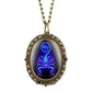 New 12 Constellation Astrology Oval Pocket Watch Unique Fluorescent Blue Zodiac Necklace Pendant Quartz Birthday Gift for Friend