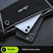 Luan Miao Sports Waist Pack - Black & White, Waterproof Polyester, Adjustable Strap, Multi-Pocket Design for Running, Hiking, and Fitness, Outdoor Gear | Adjustable Waist Pack | Durable Zipper Closure, Running Gear HASHTAG