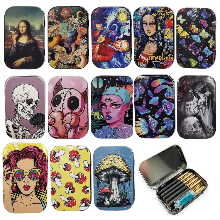 Flip Cap Cigarette Case Rectangle Container Tinplate Box Tobacco Storage Smoking Accessories Jewelry Candy Coin Key Organizer - HASHTAG