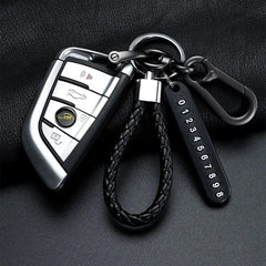 Trendy DIY Mobile Phone Number Plate Pendant Keychain for Men Punk Simple Woven Leather Rope Anti-lost Car Key Chain Accessories HASHTAG