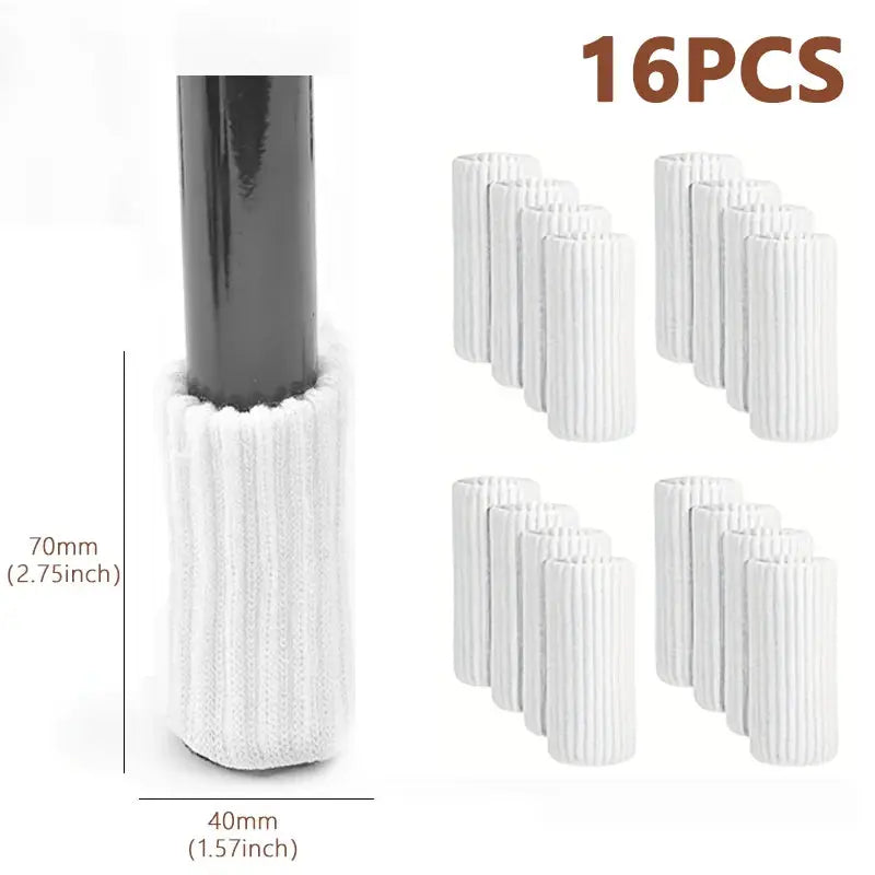 16Pz Chair Legs Socks Knitted Furniture Feet Floor Protectors Anti-slip Pads Silent Thicken Table Chair Leg Socks Covers HASHTAG