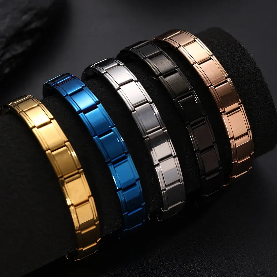 Trendy Square Italy Stainless Steel Bracelets For Women Men HipHop Metal Italian Modules Stretchable Gift Birthday Party Jewelry - My Hashtag Shop