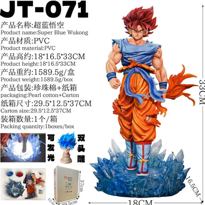 JT Statue Dragon Ball Z Son Goku Figure Goku Blue Jt Led Base Super Saiyan Action Figures Collection Model Luminous Toy Gift - HASHTAG