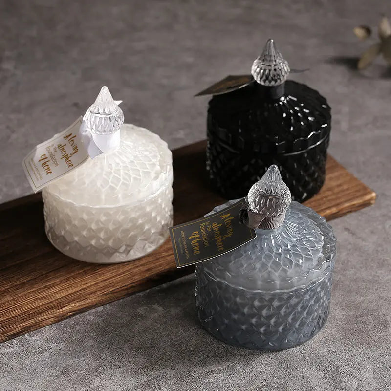 Creative aromatherapy soy wax glass candle with button top lid. Liebe - Making Life Easier