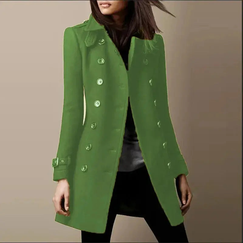 Abbigliamento Donna Ropa Inviernopara Mujeres Womens Versatile Button Down Woolen Coat For Autumn Winter Fashion Turtleneck Coat HASHTAG