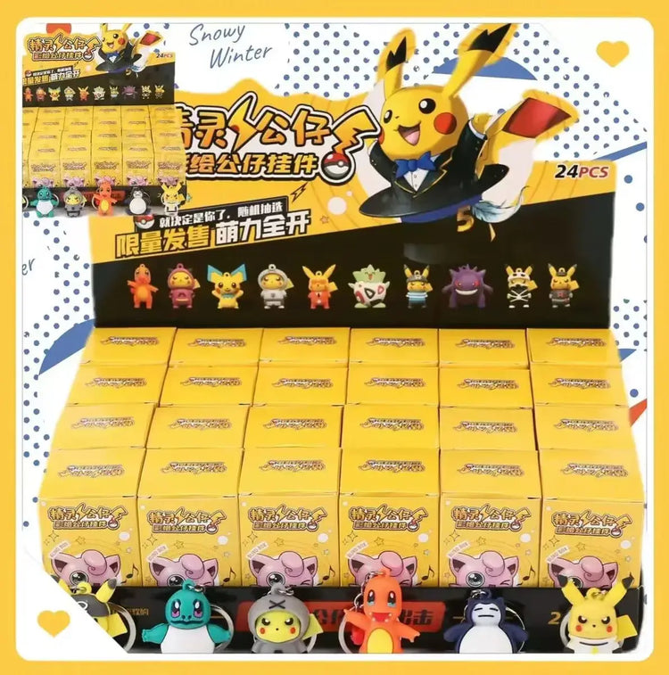 New In Hot Sell 24Pcs Pokemon Classic Anime Characters Pikachu Blind Box Keychain Colorful Birthday Blind Box Toy Children Gift - HASHTAG