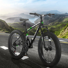 26in Adult/Youth full 21 speed mountain tire bike, double disc brakes, high carbon steel frame, front suspension, mountain bike, City commuter city bike, bike HASHTAG