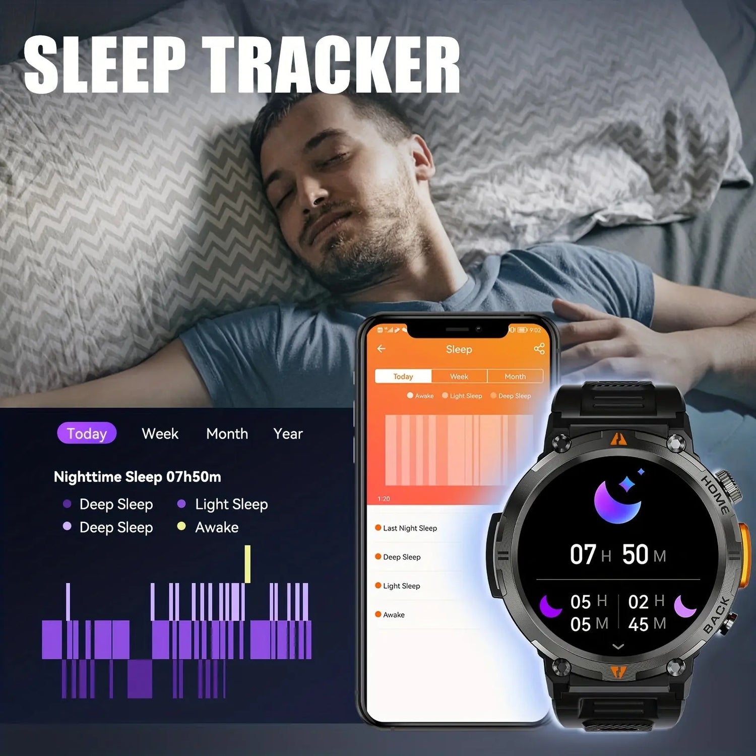 Orologio intelligente JELLOO con torcia, smartwatch touch screen da 3,68 - My Hashtag Shop
