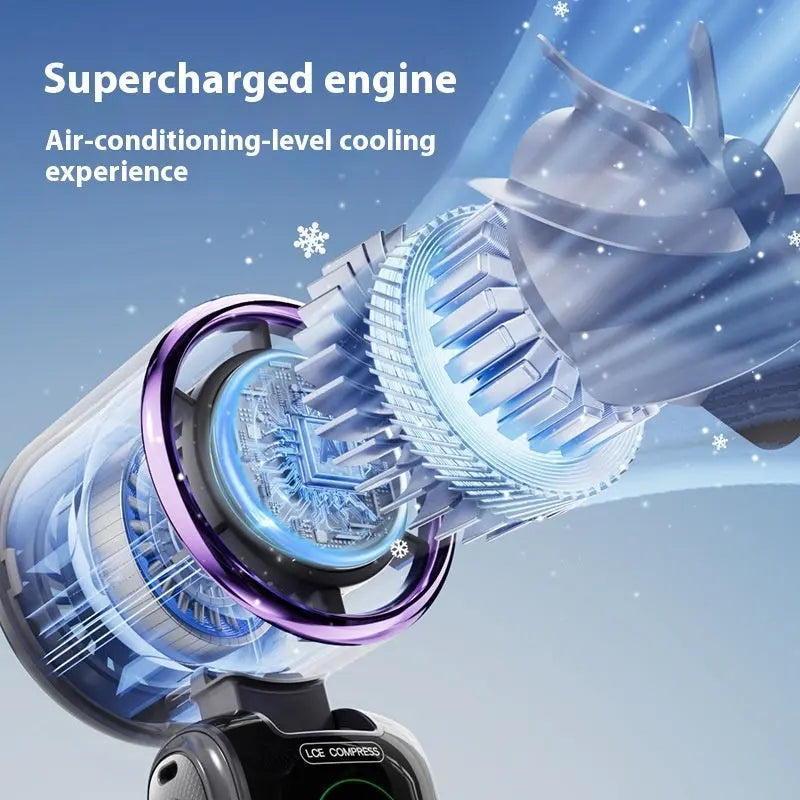 New Ice Pack High-Speed Handheld Eletirc Fan Speed Adjustable Folding Mini Fan Portable Outdoor Hanging Neck Small Fan - HASHTAG