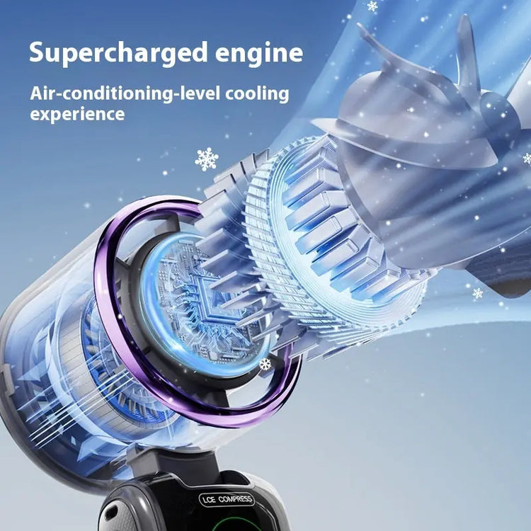 New Ice Pack High-Speed Handheld Eletirc Fan Speed Adjustable Folding Mini Fan Portable Outdoor Hanging Neck Small Fan - HASHTAG
