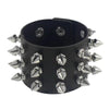 Punk Bracelet for Men Women - Goth Black Leather Wristband with Metal Spike Studded- Spike Rivets Cuff Bangle Adjustable HASHTAG
