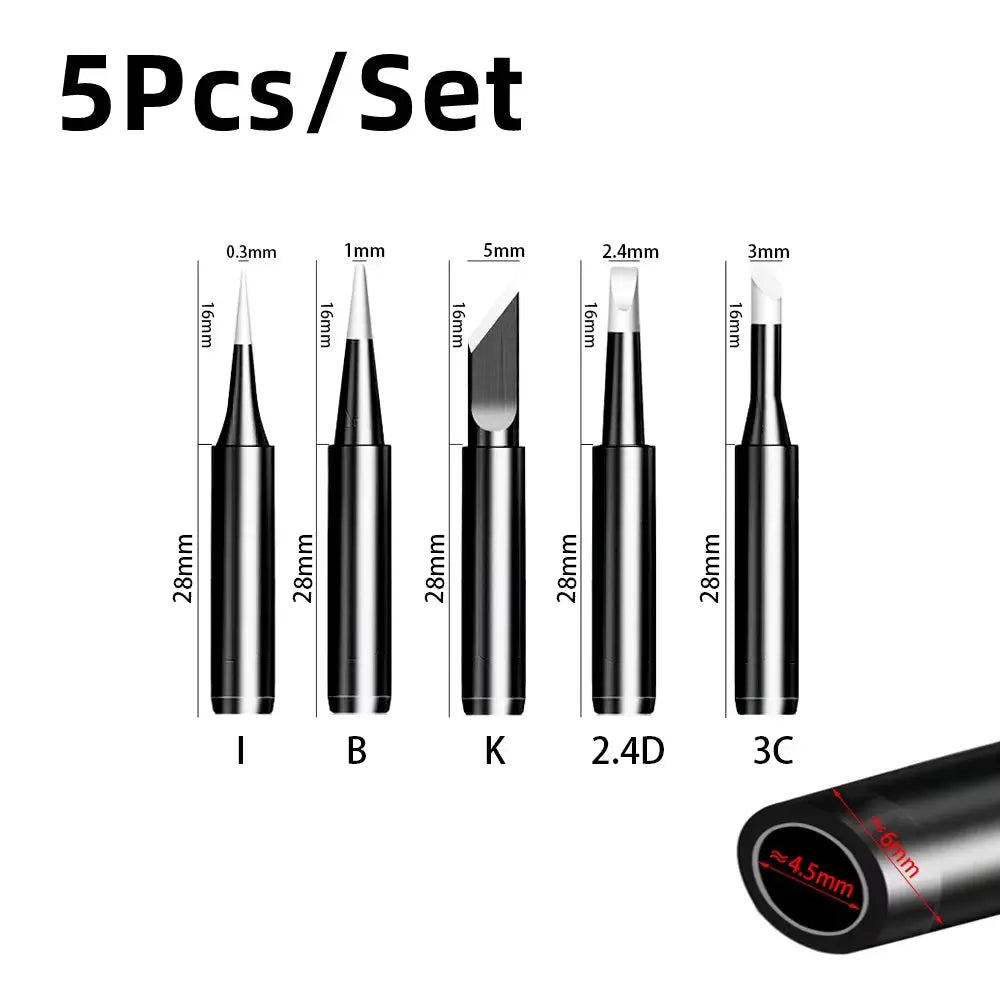 5Pcs I+B+K+2.4D+3C Soldering Iron Pure Copper 900M Soldering Iron Head Set inside Hot Bare Copper Electric Soldering Iron Tip