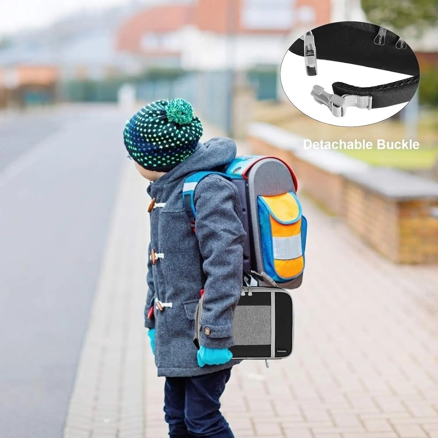 Kids Lunch Box with Supper Padded Inner Keep Food Cold Warm for Longer Time, Leak-Proof Solid Insulated School Lunch Bag with Multi-Pocket for Teen Boys Girls,Cpc Certified Grey Black