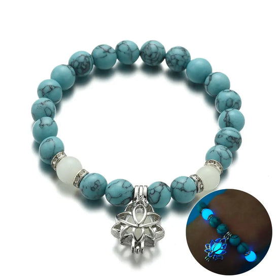 Braccialetto energetico luminoso in pietra naturale di loto - My Hashtag Shop