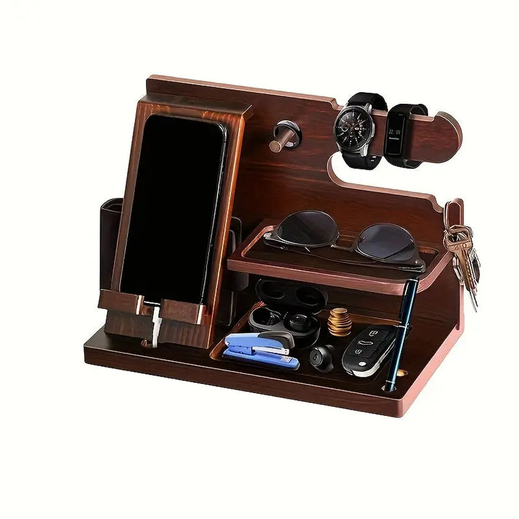 NNETM Wooden Desk Organizer Phone Docking Station Stand - HASHTAG