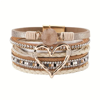 Braccialetto a forma di amore esagerato con strass intarsiati - My Hashtag Shop