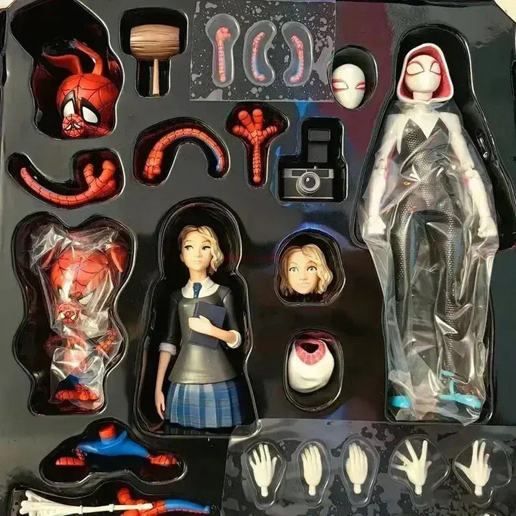 Spiderman Gwen Peter Action Figure Anime Spider-Verse Collection Sentinel Miles Morales Figures Children&