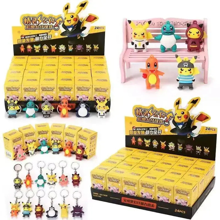 New In Hot Sell 24Pcs Pokemon Classic Anime Characters Pikachu Blind Box Keychain Colorful Birthday Blind Box Toy Children Gift - HASHTAG