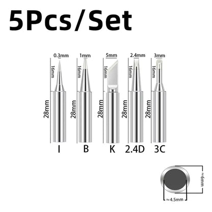 5Pcs I+B+K+2.4D+3C Soldering Iron Pure Copper 900M Soldering Iron Head Set inside Hot Bare Copper Electric Soldering Iron Tip