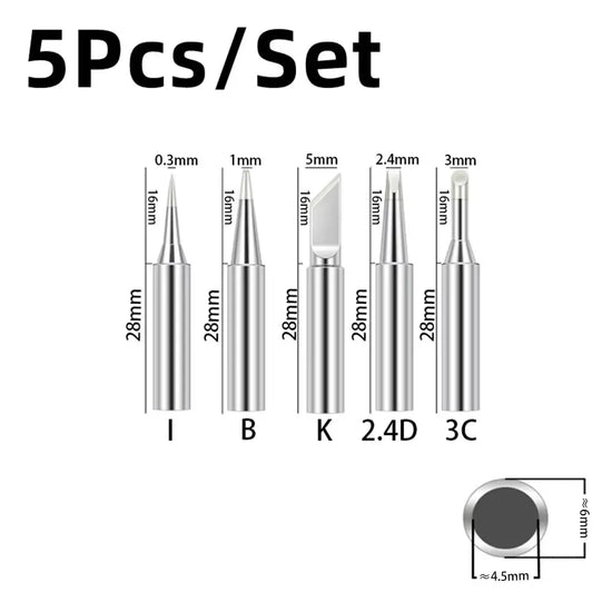 5Pcs I+B+K+2.4D+3C Soldering Iron Pure Copper 900M Soldering Iron Head Set inside Hot Bare Copper Electric Soldering Iron Tip