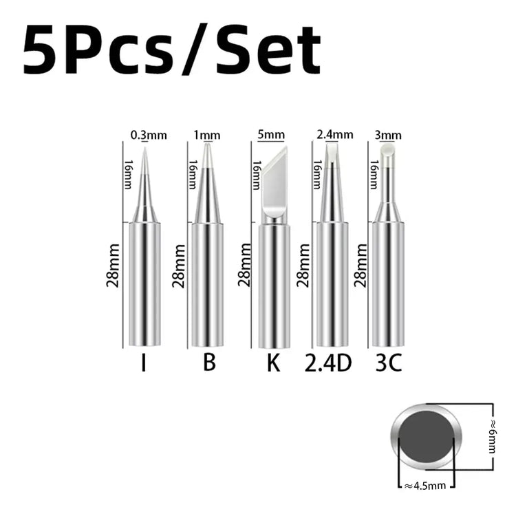 5Pcs I+B+K+2.4D+3C Soldering Iron Pure Copper 900M Soldering Iron Head Set inside Hot Bare Copper Electric Soldering Iron Tip
