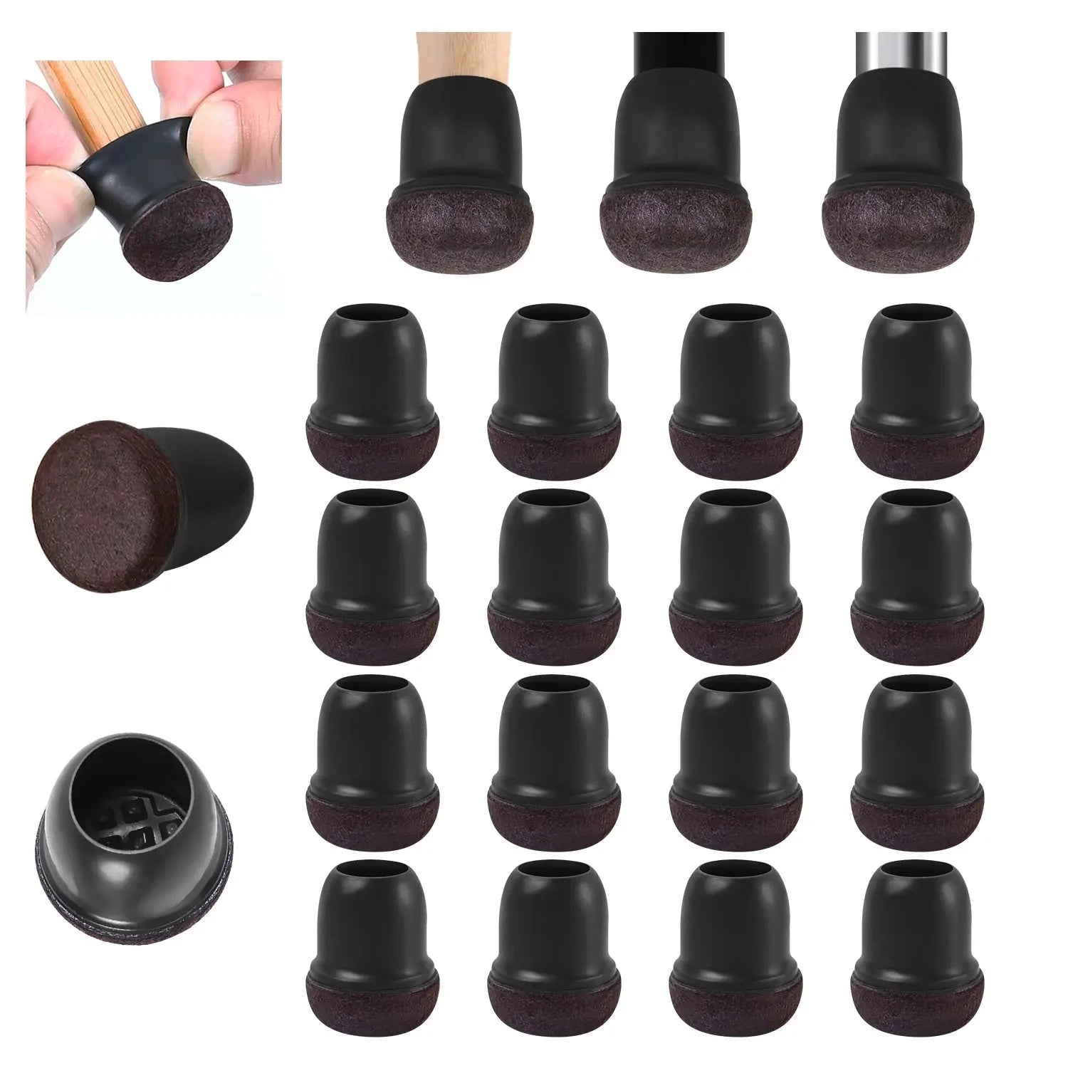 16PCS Transparent Table Chair Leg Protectors Caps Round Square for Furniture Foot Legs Cover Floor Protector with Felt Bottom - HASHTAG