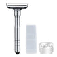 Adjustable Safety Razor Safer Press to Open Blade Replacing System 1 Razor 1 Travel Case & 5 Blades Men&