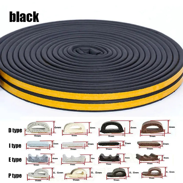 5m/10m Weather Stripping Door Seal Strip Diep Self-adhesive Draft Stopper Tape Window Insulation Noise Rubber Sealing Strip - HASHTAG