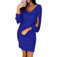 V-neck Tassel Long-sleeve Mini Sheath Party Dress HASHTAG