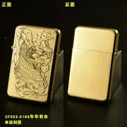 Exquisite Brass Kerosene Lighter Slim Windproof Vintage Grinding Wheel Ignition Lighter Cigarette Accessories Men's Gift HASHTAG BAR TABACCHI