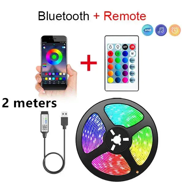 Bluetooth LED Strip Lights Smart SMD 5050 APP Remote Control Flexible Ribbon Diode Lamp Tape TV Backlights Game Room Home Decor - HASHTAG