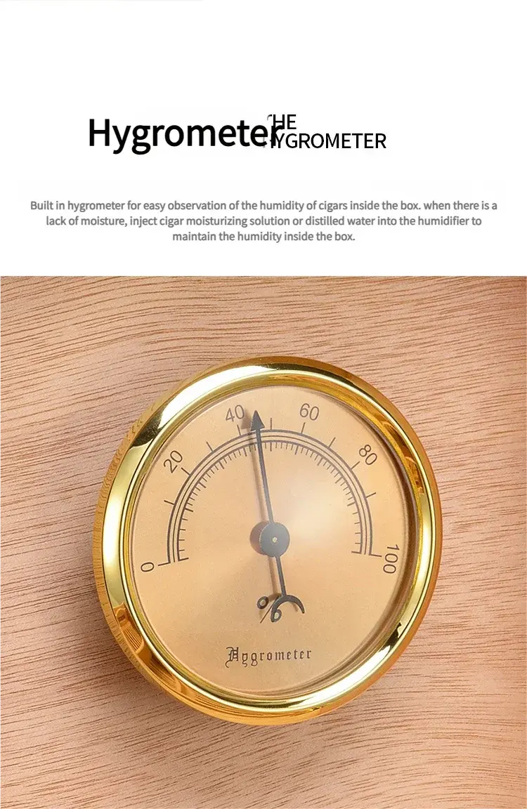 Spanish Cedar Wooden Cigar Humidor, 2-Tier Desktop Cabinet, Constant Humidity Storage for Cigar Collectors HASHTAG