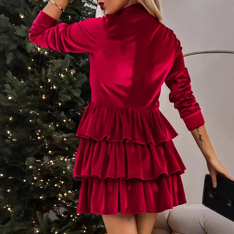 Solid-color High-waist Dress Women&