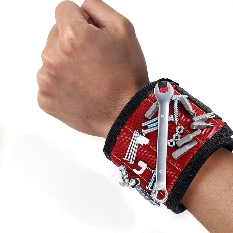 Magnetic wristband comes with 10 strong magnets wrist power repair tool accessories for screws nails bolts drills fasteners DIY HASHTAG