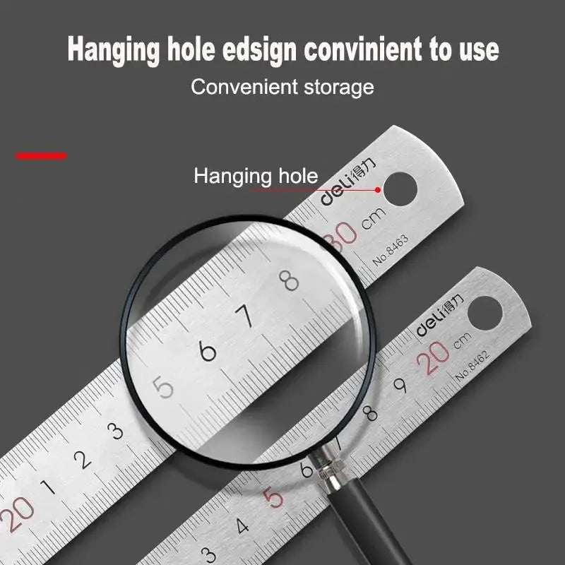 Deli Stainless Steel Ruler 15/20/30cm Metal Straight Ruler for Home School Precision Measuring Drawing Tool Supplies 1/2/5pcs - HASHTAG